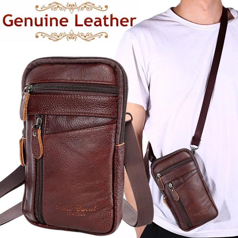 Travel Accessories Leather - Herren-Tasche aus echtem Leder, vertikale Handytasche,
