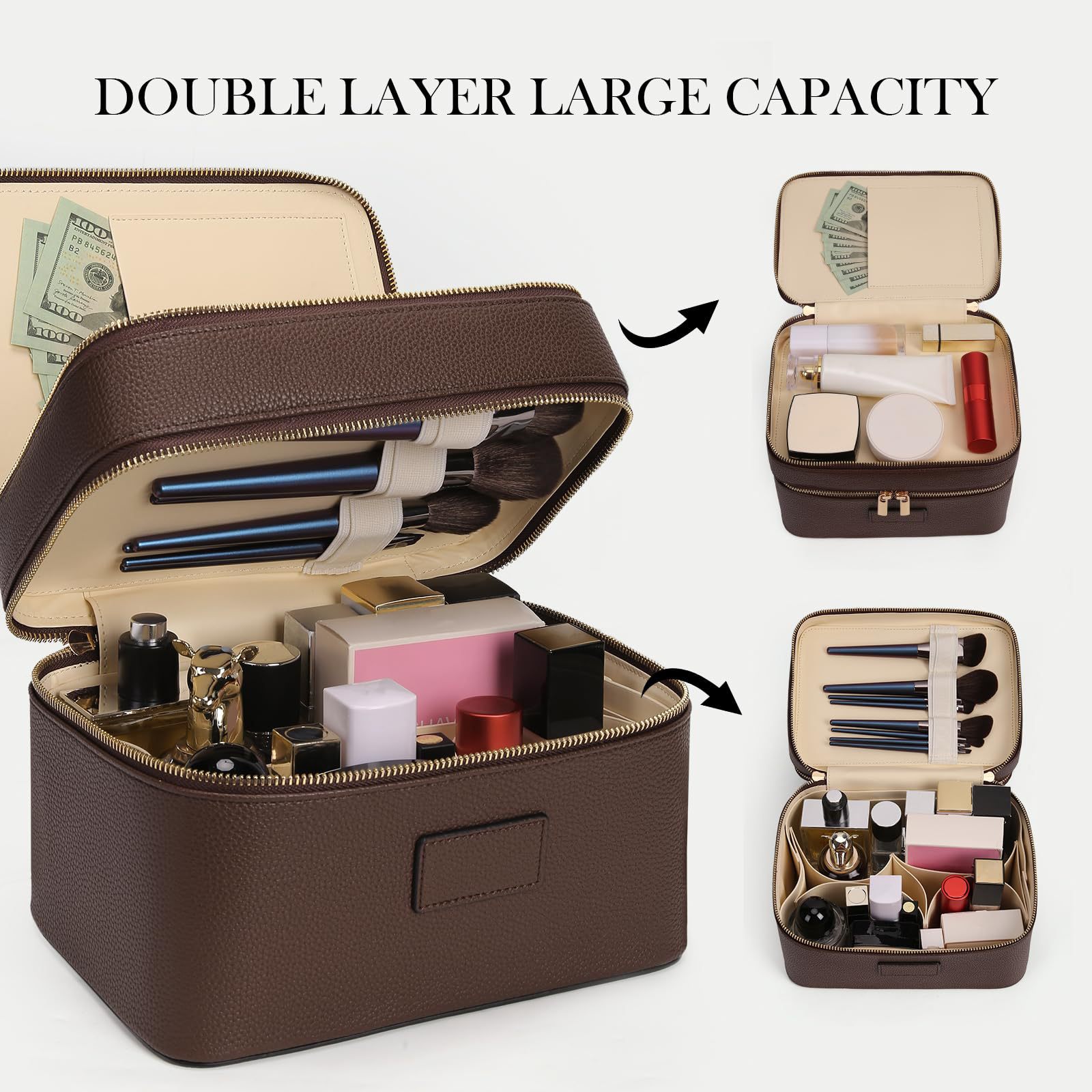 Große Kapazität Doppelschichti – Travel Accessories Leather Bewertung und Preis